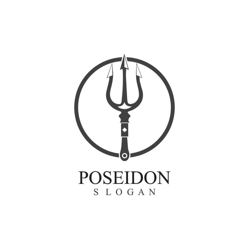 drietand ontwerp vector en poseidon pictogram illustratie sjabloon