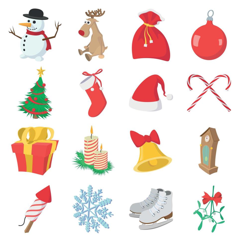 kerst cartoon pictogrammen instellen vector