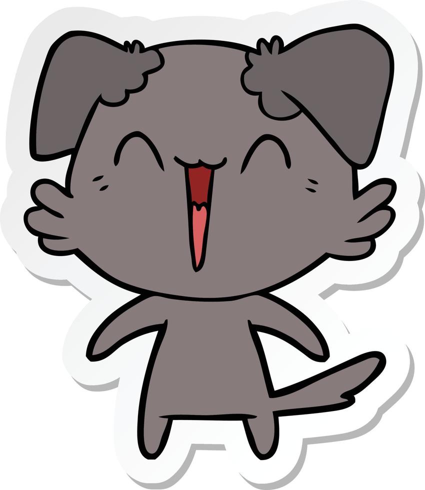 sticker van een vrolijke kleine hond cartoon vector