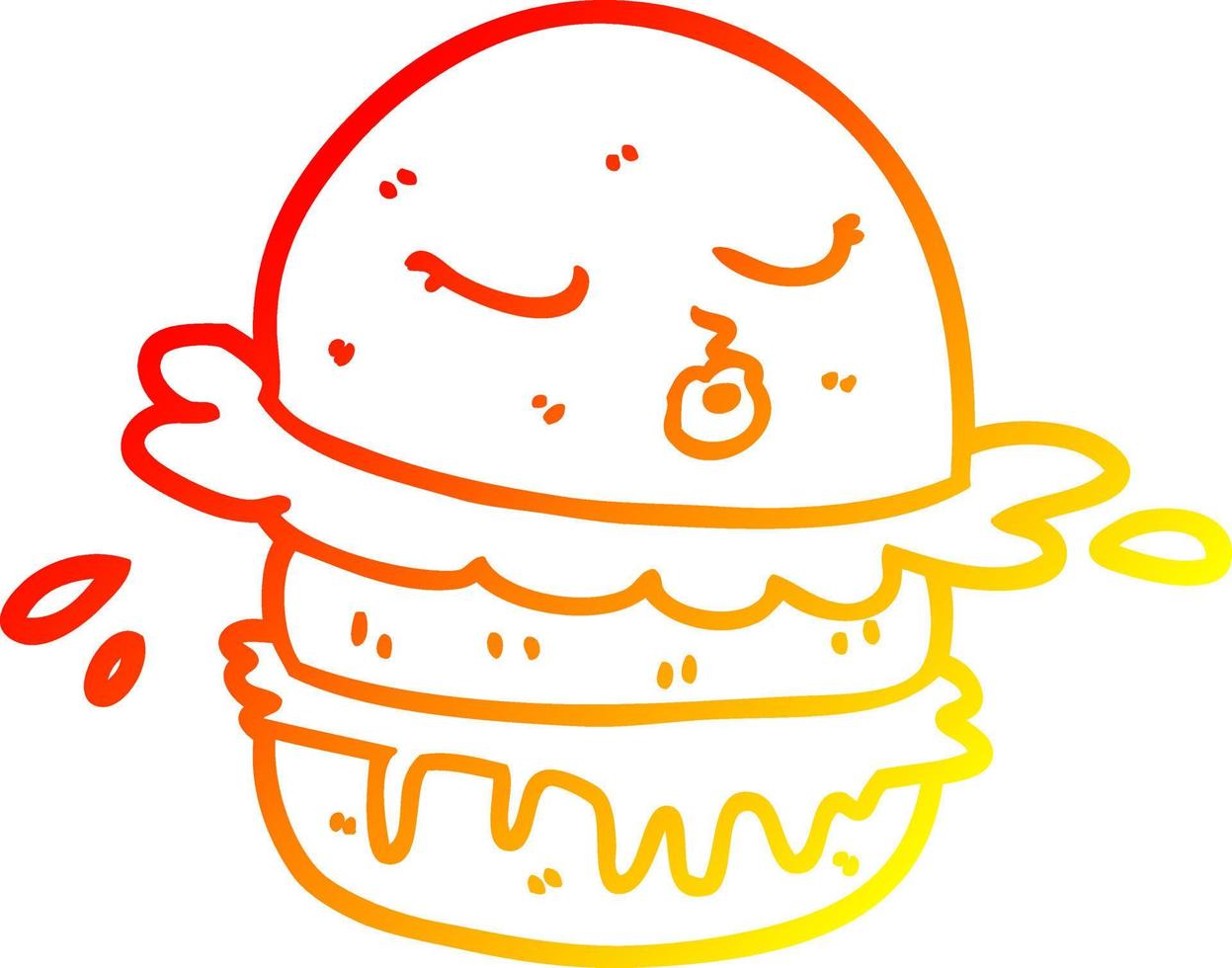 warme gradiënt lijntekening cartoon fastfood hamburger vector
