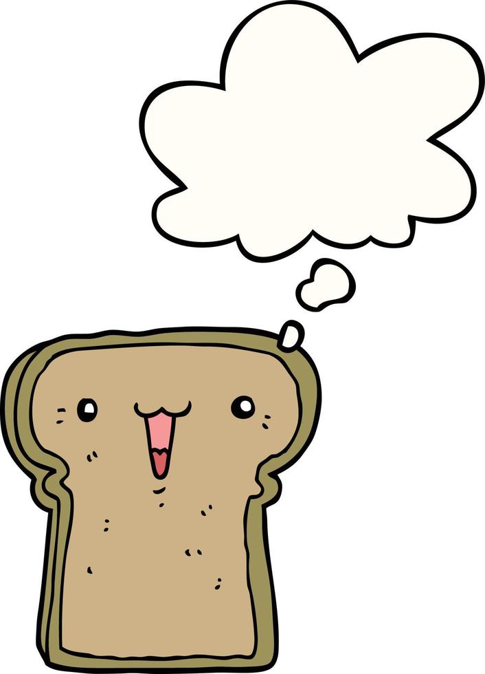 schattige cartoon toast en gedachte bel vector