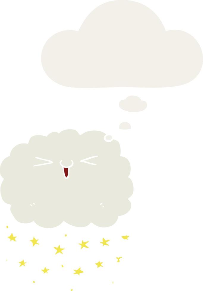 happy cartoon wolk en gedachte bel in retro stijl vector