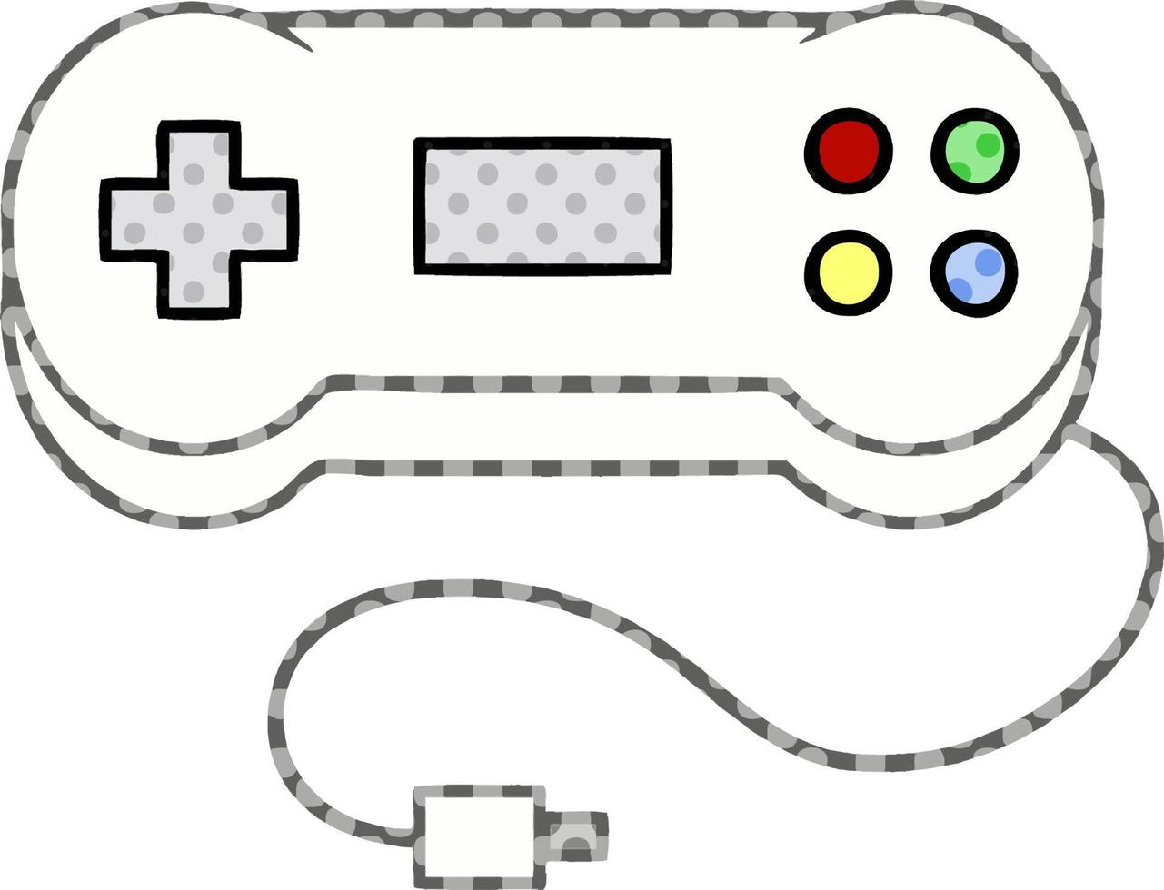 cartoon gamecontroller in stripboekstijl vector