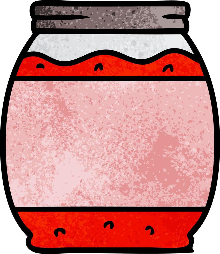 getextureerde cartoon doodle van een aardbeienjam vector