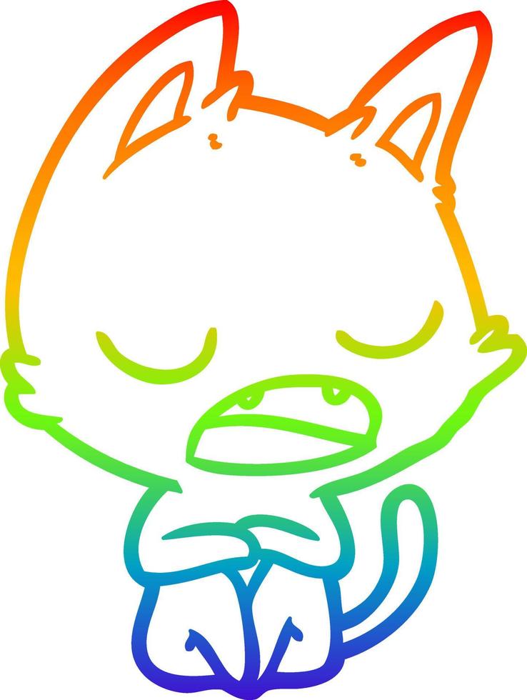 regenbooggradiënt lijntekening pratende kat cartoon vector