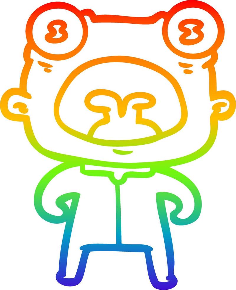 regenbooggradiënt lijntekening cartoon raar buitenaards geschreeuw vector