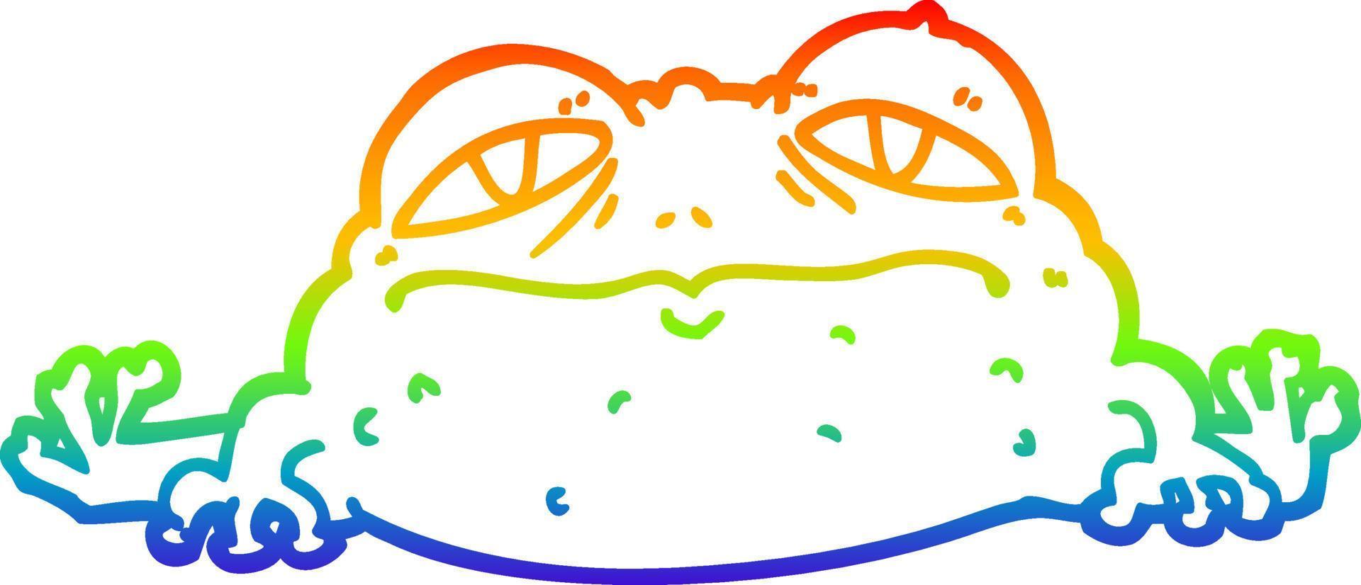 regenbooggradiënt lijntekening cartoon lelijke kikker vector