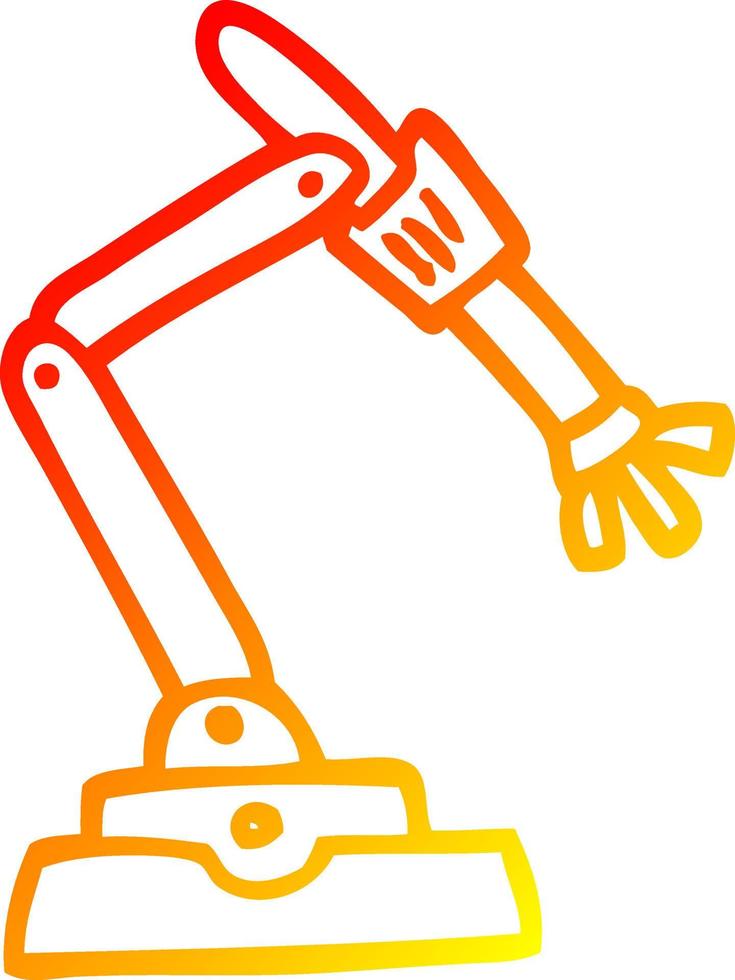 warme gradiënt lijntekening cartoon robot hand vector