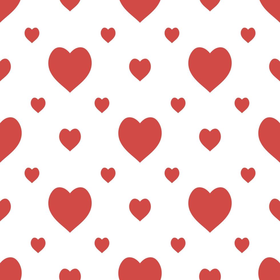naadloos patroon in stijlvolle heldere rode harten op witte achtergrond voor stof, textiel, kleding, tafelkleed en andere dingen. vector afbeelding.