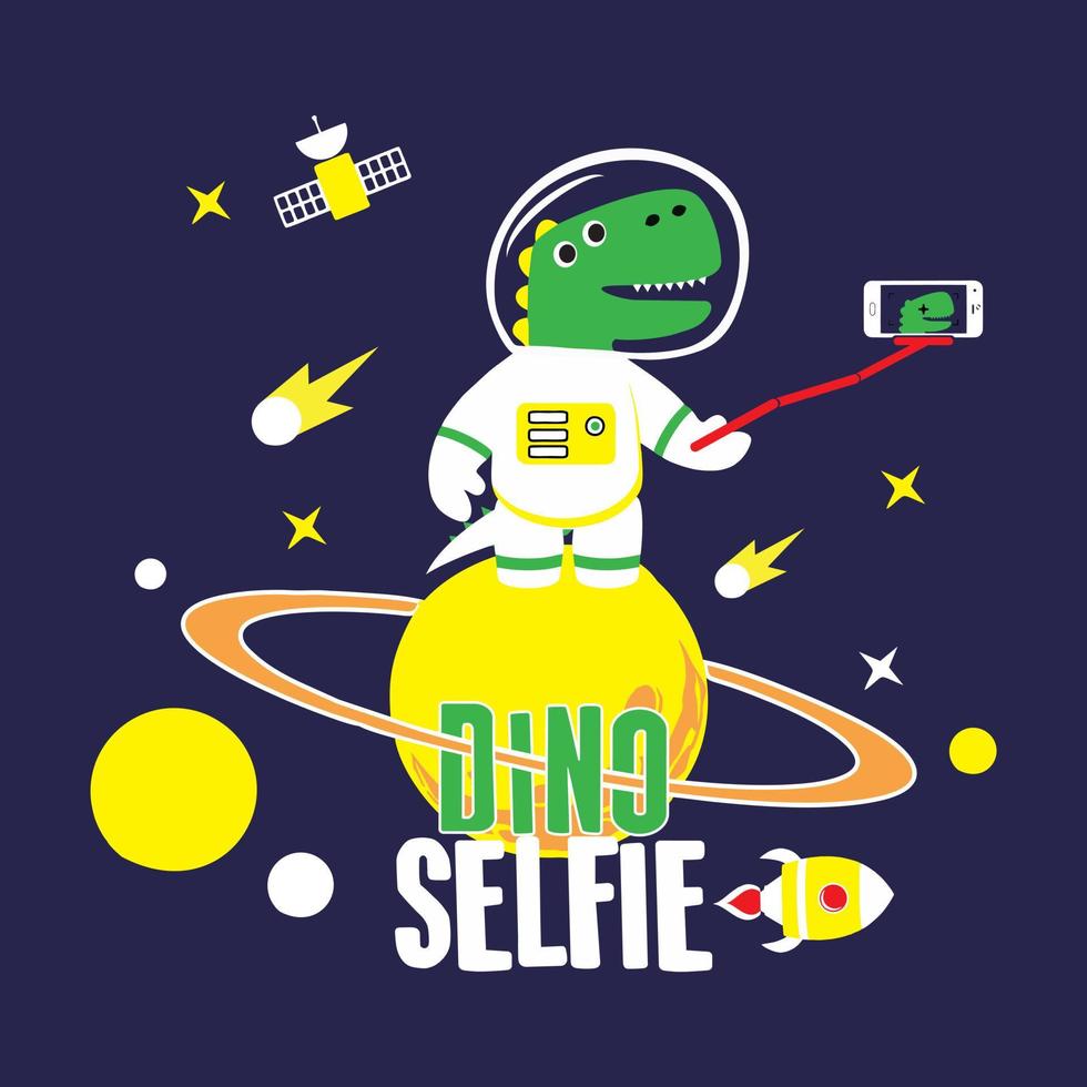 dino selfie in de ruimte vector
