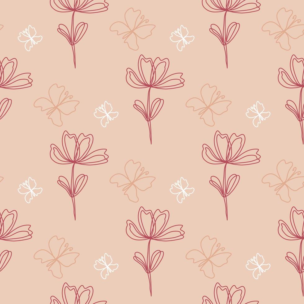 vlinders en bloemen naadloze patroon vectorillustratie vector