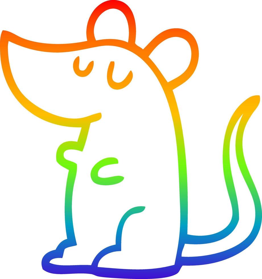 regenbooggradiënt lijntekening cartoon muis vector