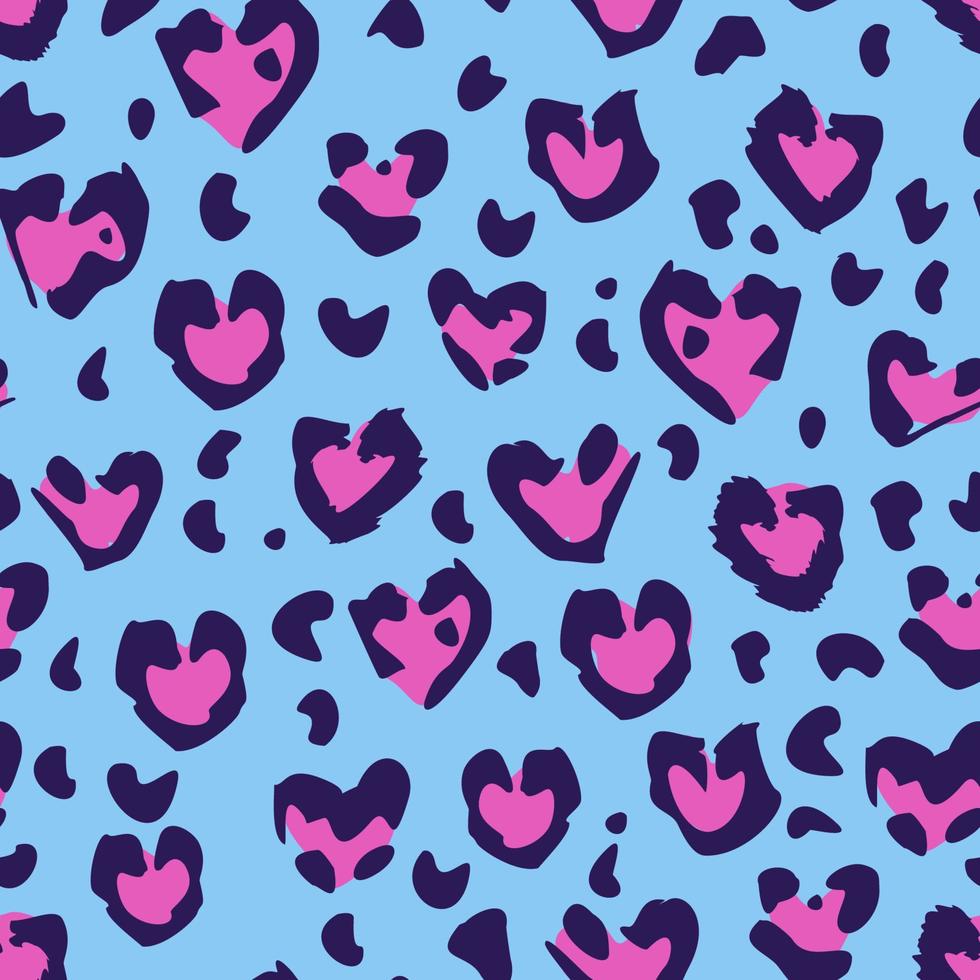 achtergrond naadloos patroon behang luipaardprint blauw roze vector
