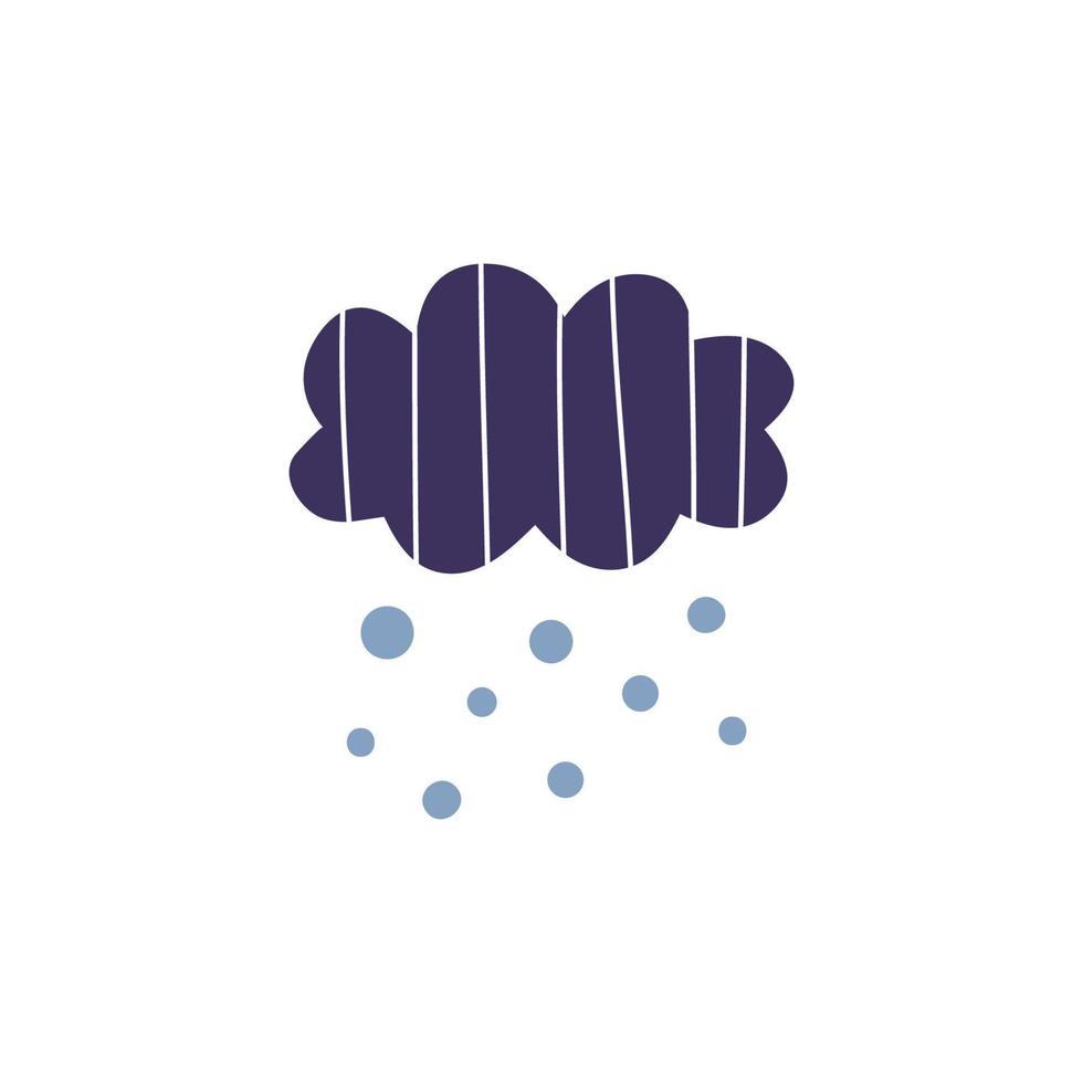 schattige Scandinavische regenachtige of besneeuwde wolk voor kinderdagverblijfposters, kinderkunst, boho-kaarten, babydouche, textiel geïsoleerd op een witte achtergrond. vector
