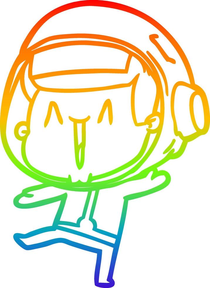 regenbooggradiënt lijntekening dansen cartoon astronaut vector