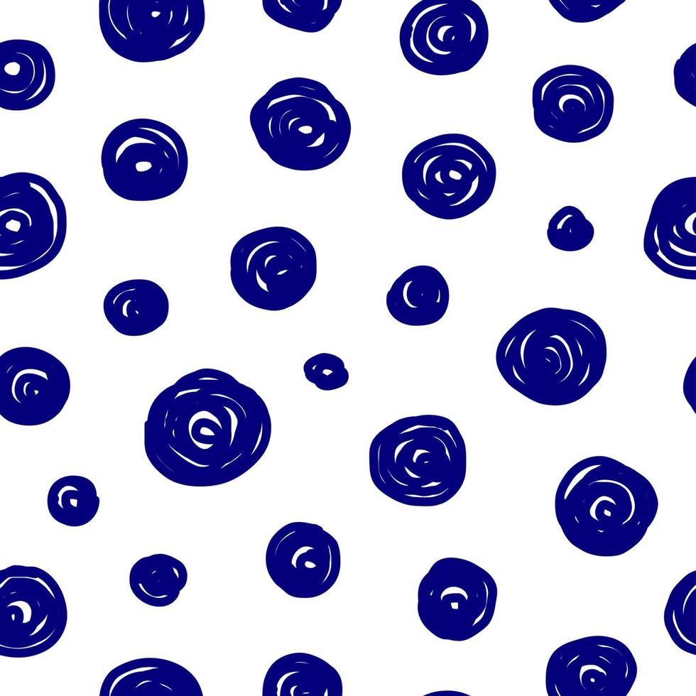eenvoudig naadloos patroon met willekeurige blauwe ronde vlekken. vector