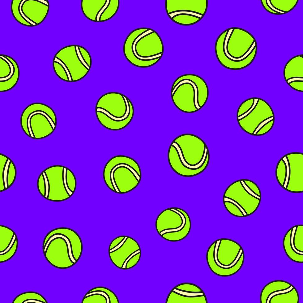 schattig kleurrijk naadloos patroon met doodle grote tennisballen. vector