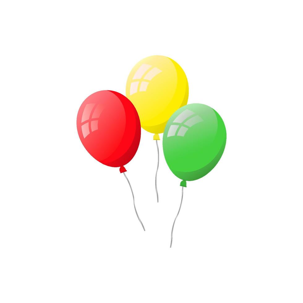 groep kleurrijke platte helium ballonnen geïsoleerd op een witte achtergrond. vector