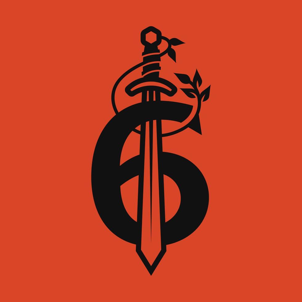 zwaard nummer 6 logo vector