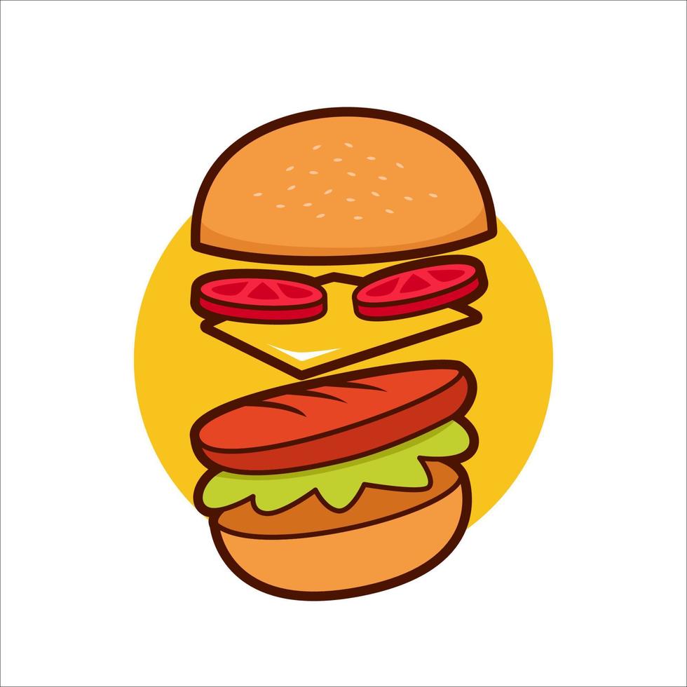 vliegende hamburger ingrediënten vectorillustratie vector