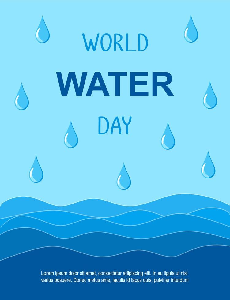 wereld water dag vector banner. golven en druppels op de blauwe achtergrond