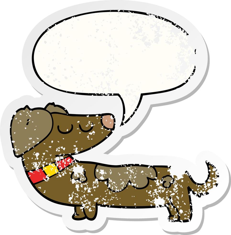 cartoon hond en tekstballon noodlijdende sticker vector