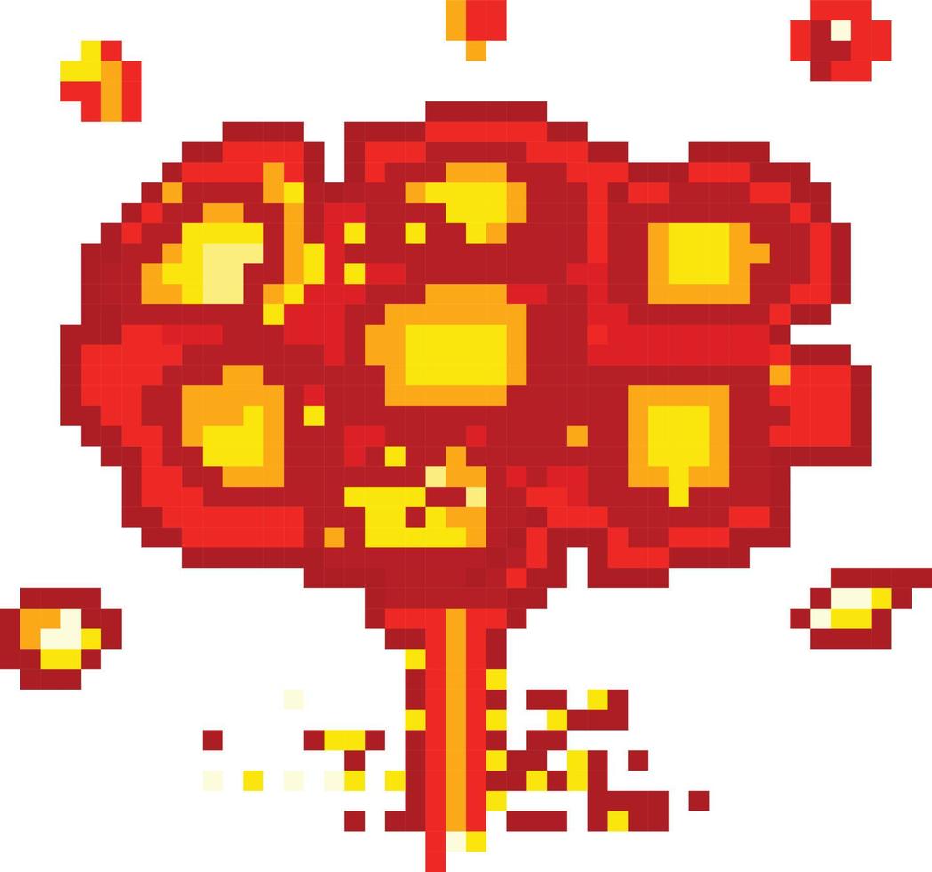 printexplosion pixel art, video game explosie animatie vlam pixel art. vector