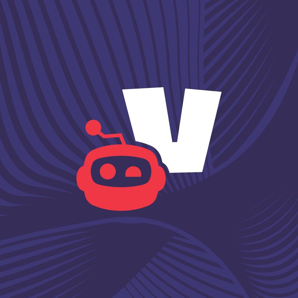 robot alfabet v logo vector