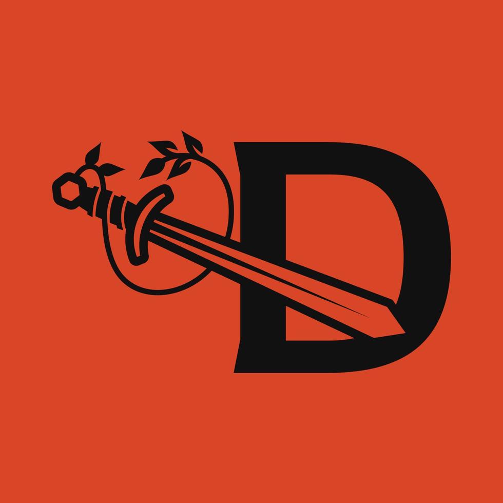 zwaard alfabet d logo vector