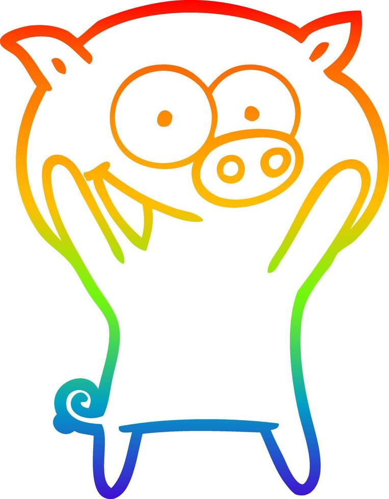 regenbooggradiënt lijntekening blij varken cartoon vector
