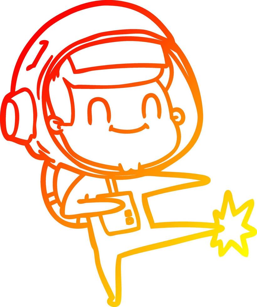 warme gradiënt lijntekening happy cartoon astronaut vector