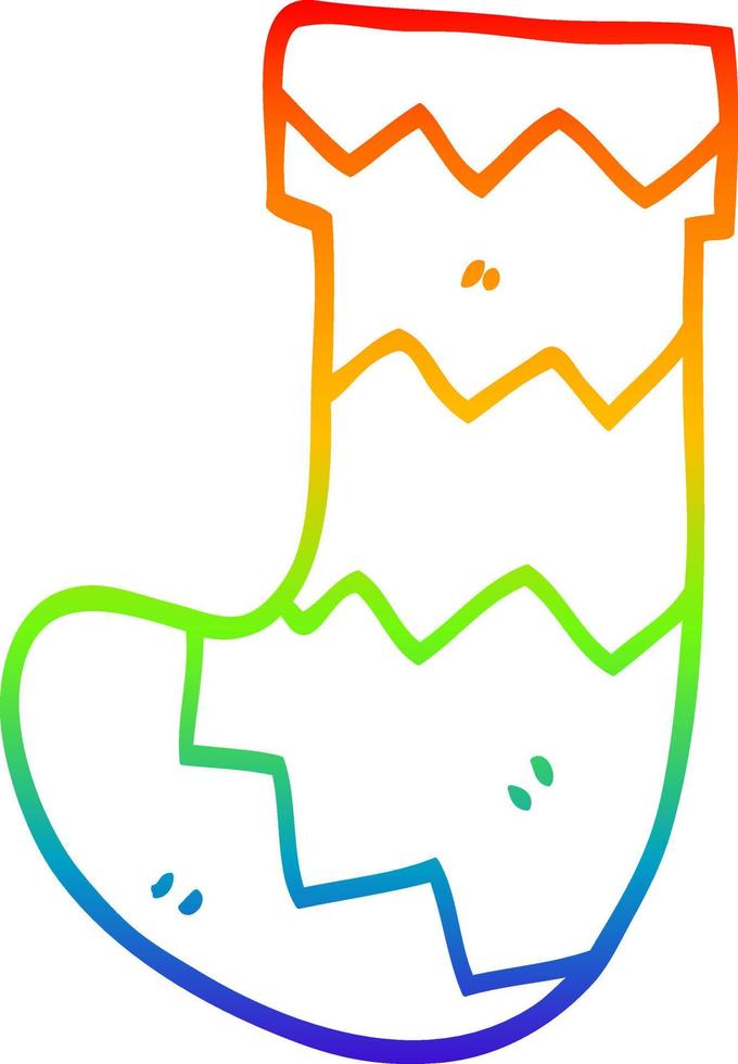 regenboog gradiënt lijntekening cartoon kerstsok vector