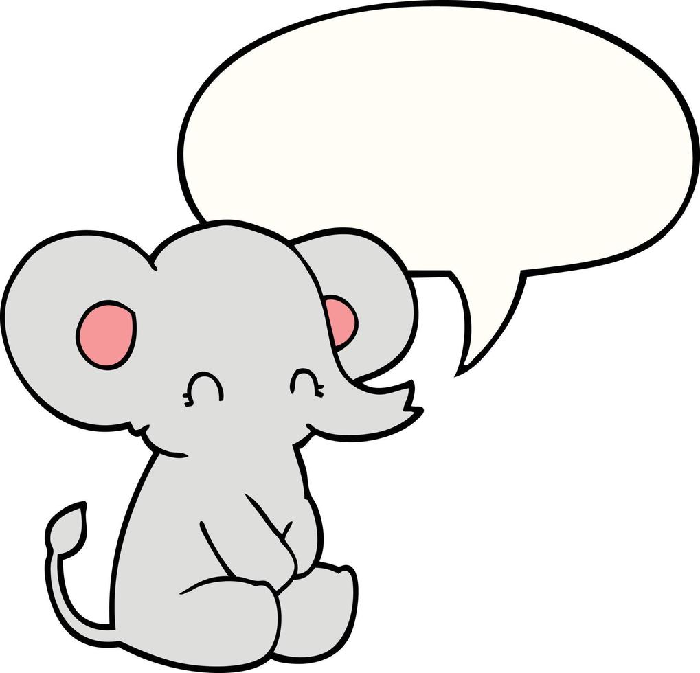 schattige cartoon olifant en tekstballon vector