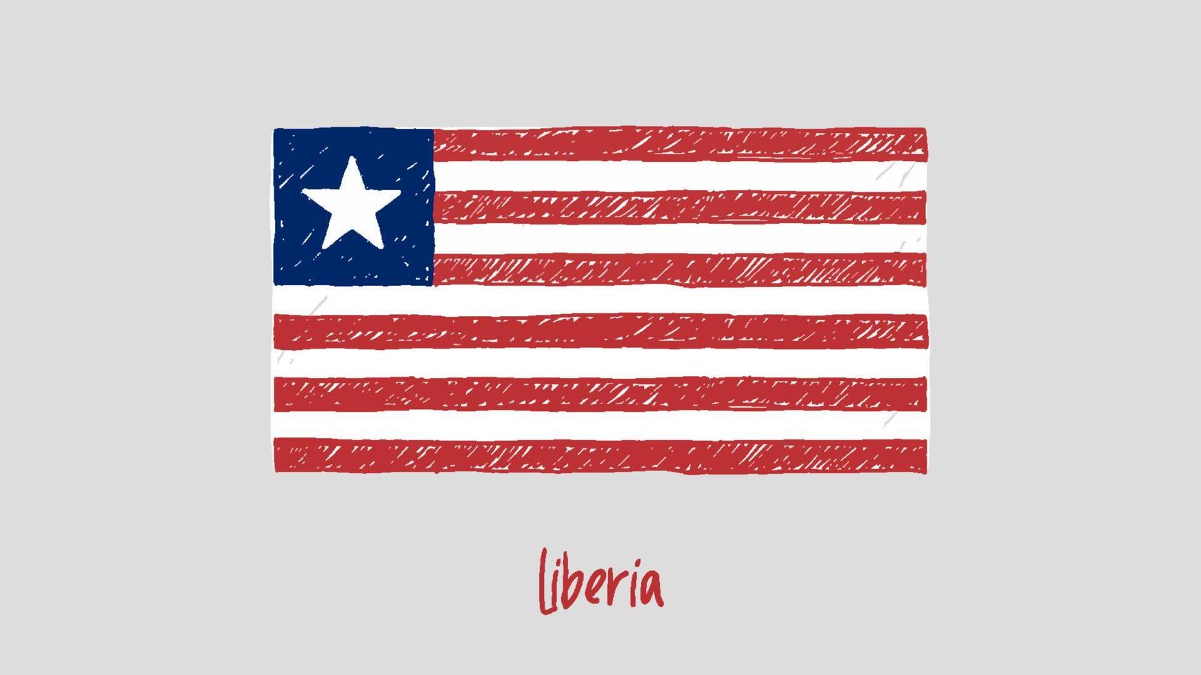 Liberia vlag marker of potlood schets illustratie vector