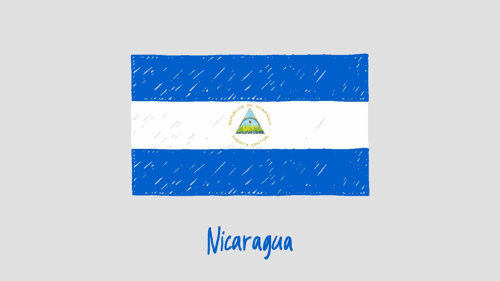 Nicaragua vlag marker of potlood schets illustratie vector