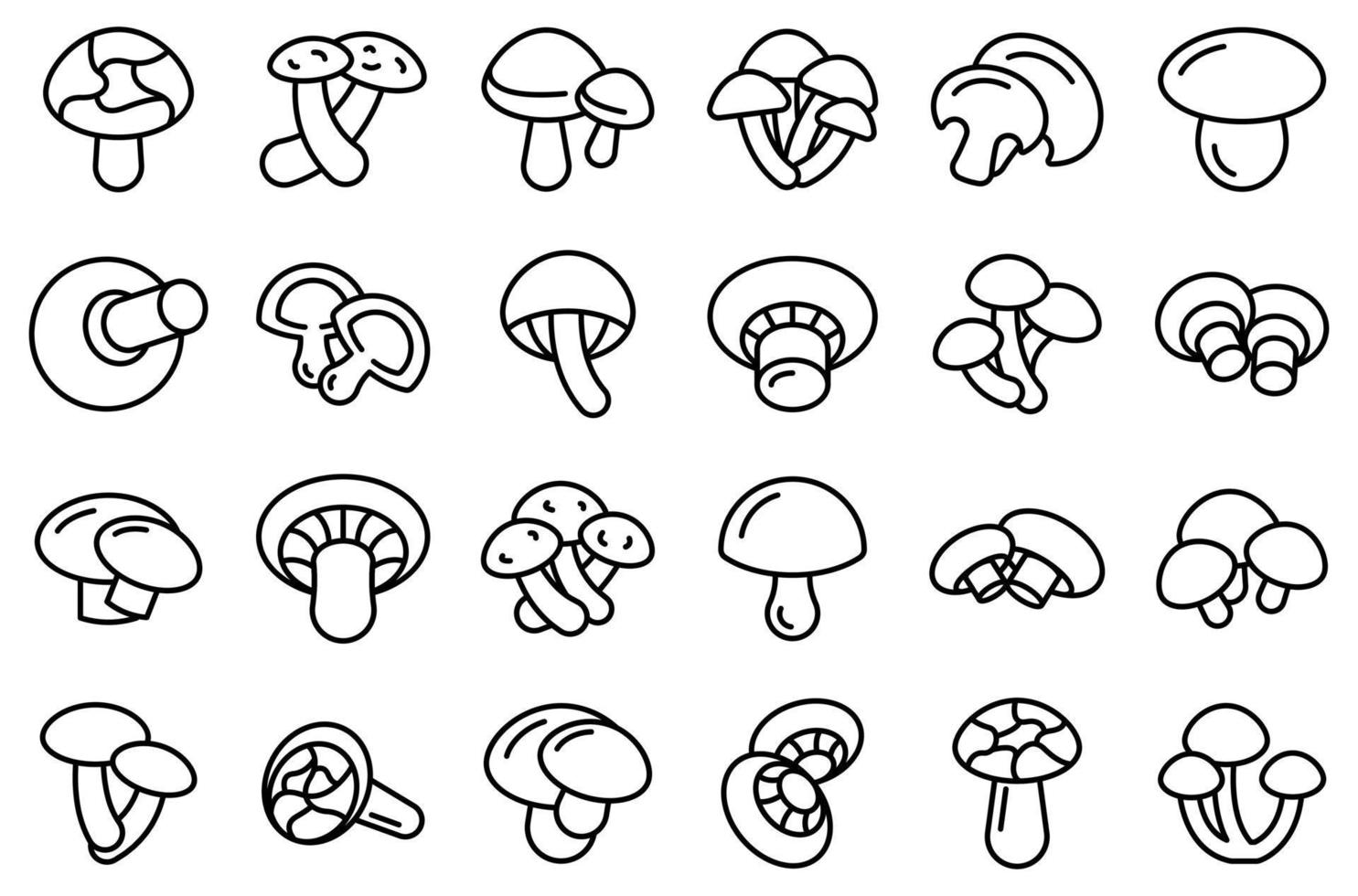 shiitake paddestoel pictogrammen instellen overzicht vector. herfst plant vector