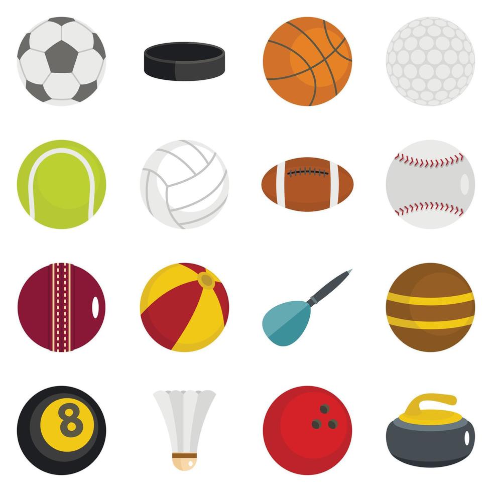 sport ballen pictogrammen instellen in vlakke stijl vector