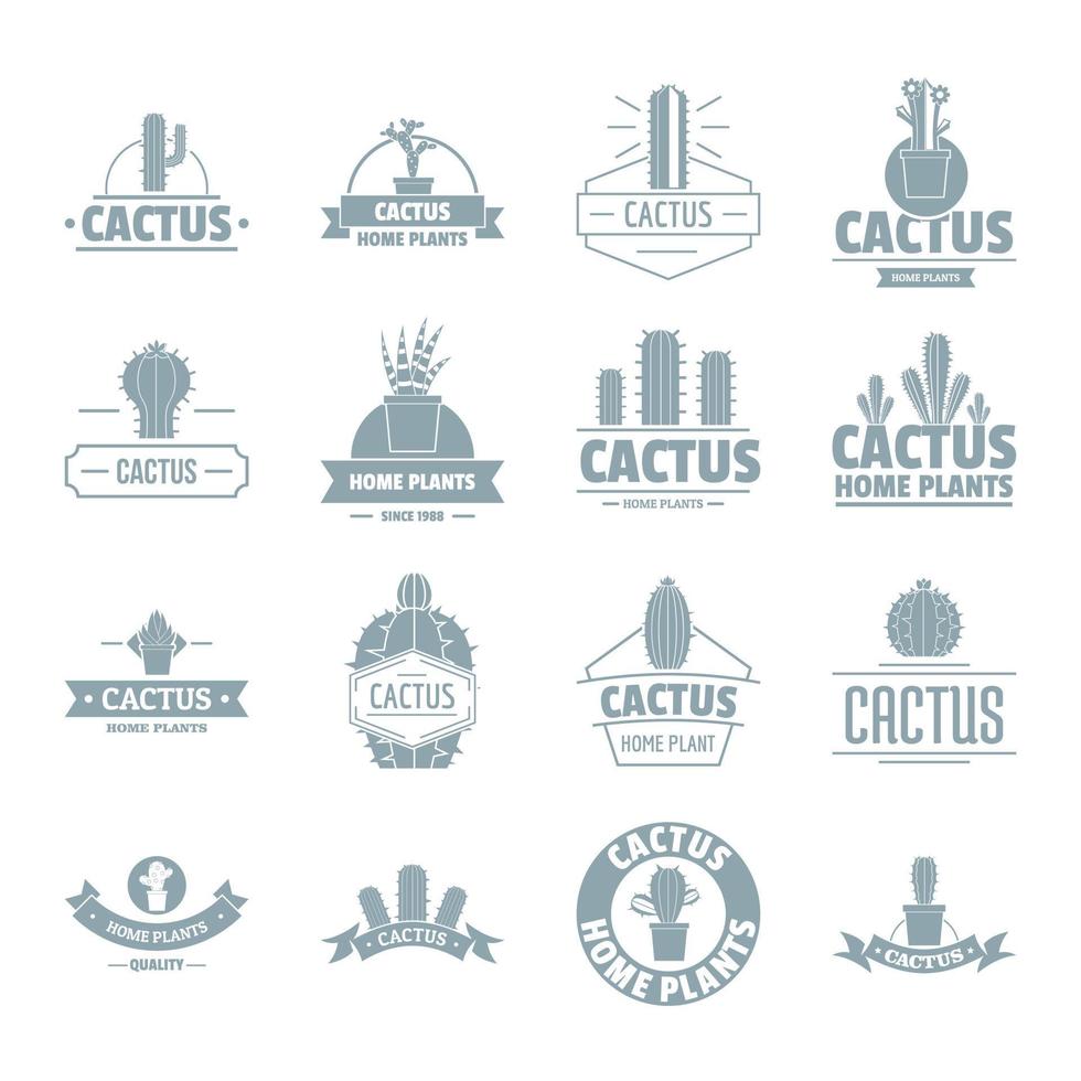 cactus logo iconen set, eenvoudige stijl vector