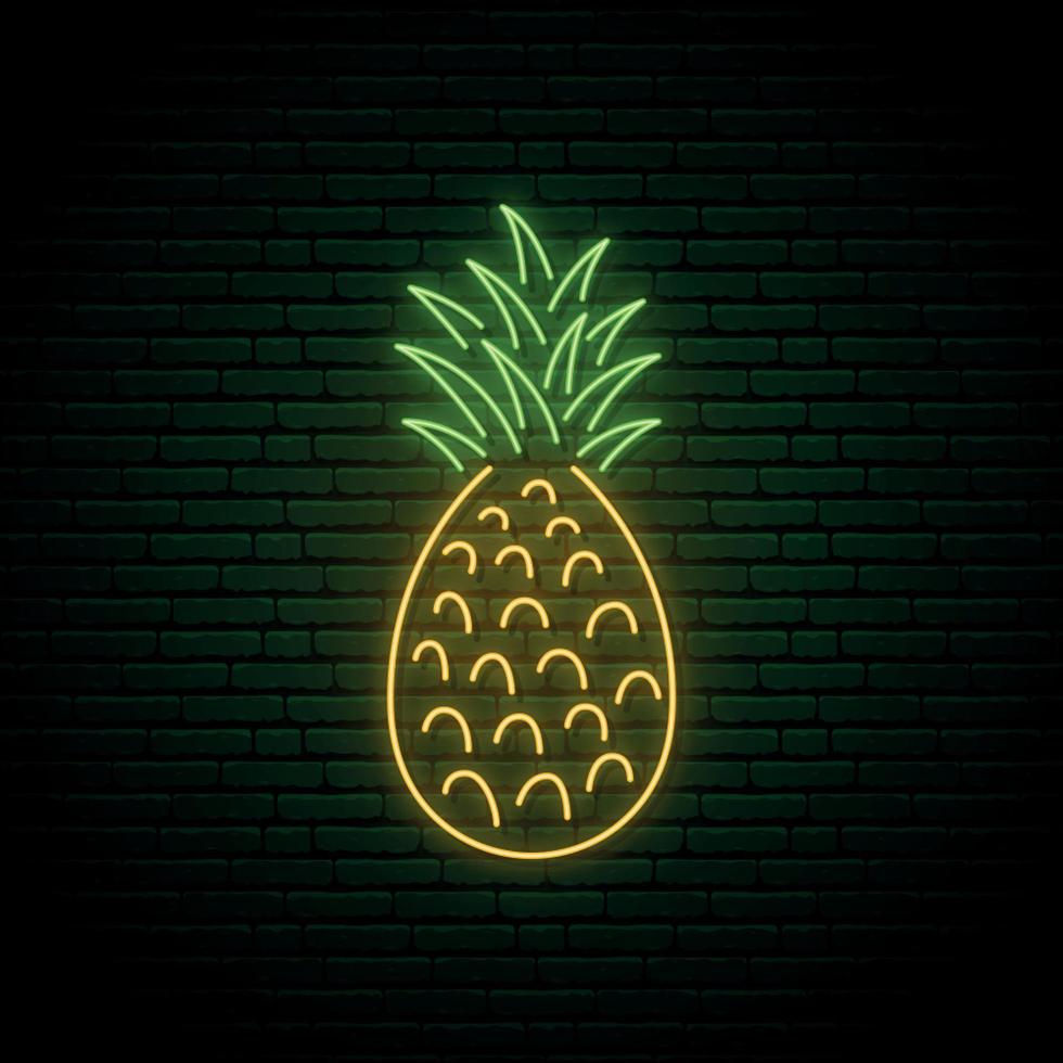 neon ananas teken. vector