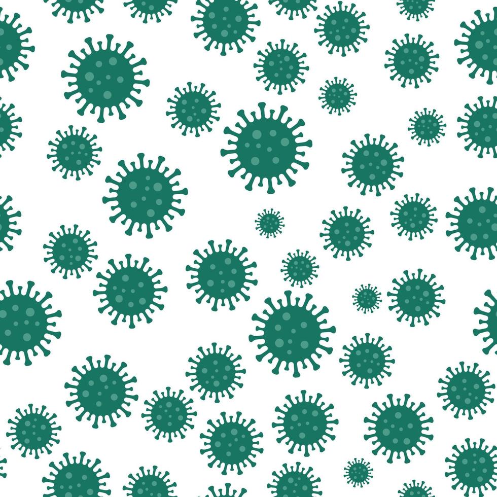 corona virus naadloze patroon op witte achtergrond. pathogeen respiratoir coronavirus 2019-ncov uit Wuhan, China. vectorsjabloon voor stof, poster, spandoek, flyer, enz. vector