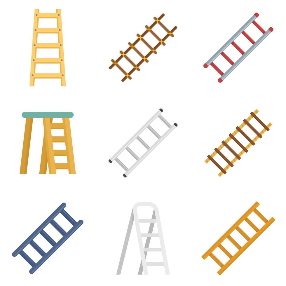 ladder pictogrammen instellen platte vector geïsoleerd