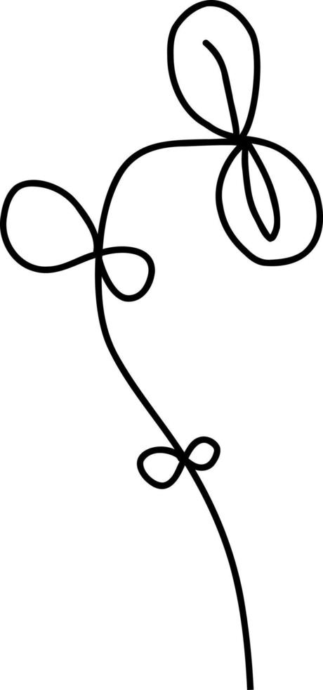 bloemen takken met bladeren lijntekening, doodle stijl. vector