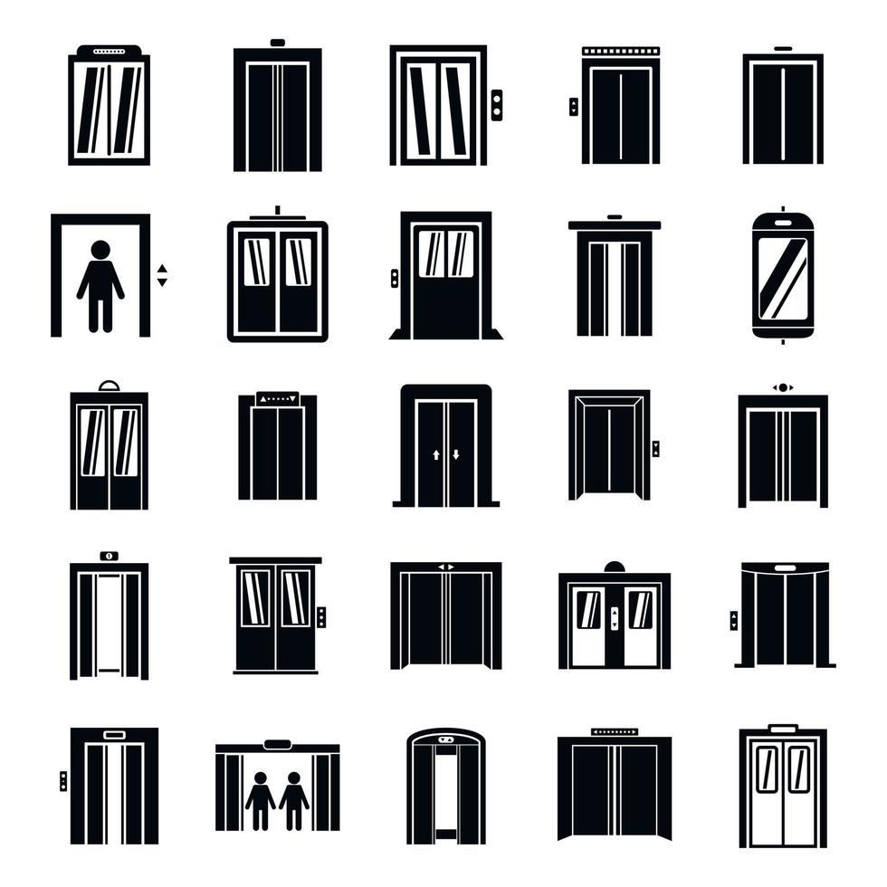 lift iconen set, eenvoudige stijl vector