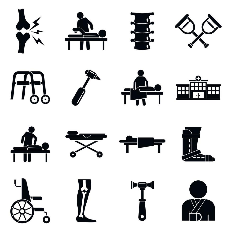 chiropractor iconen set, eenvoudige stijl vector