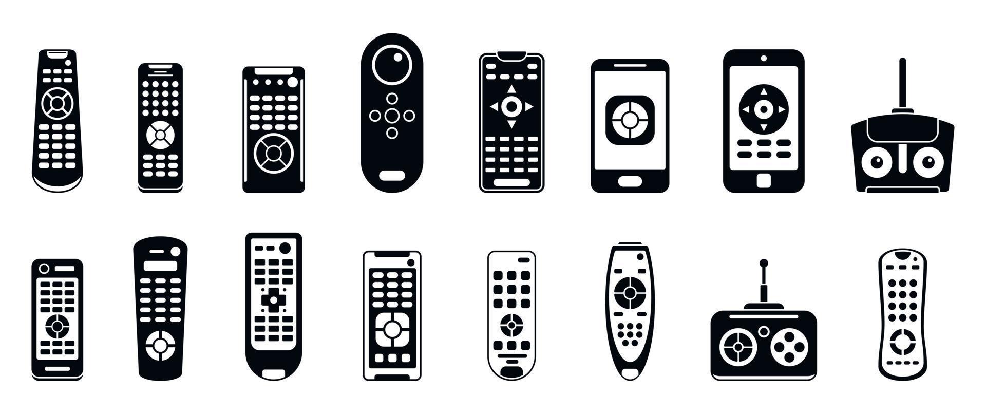 tv afstandsbediening iconen set, eenvoudige stijl vector
