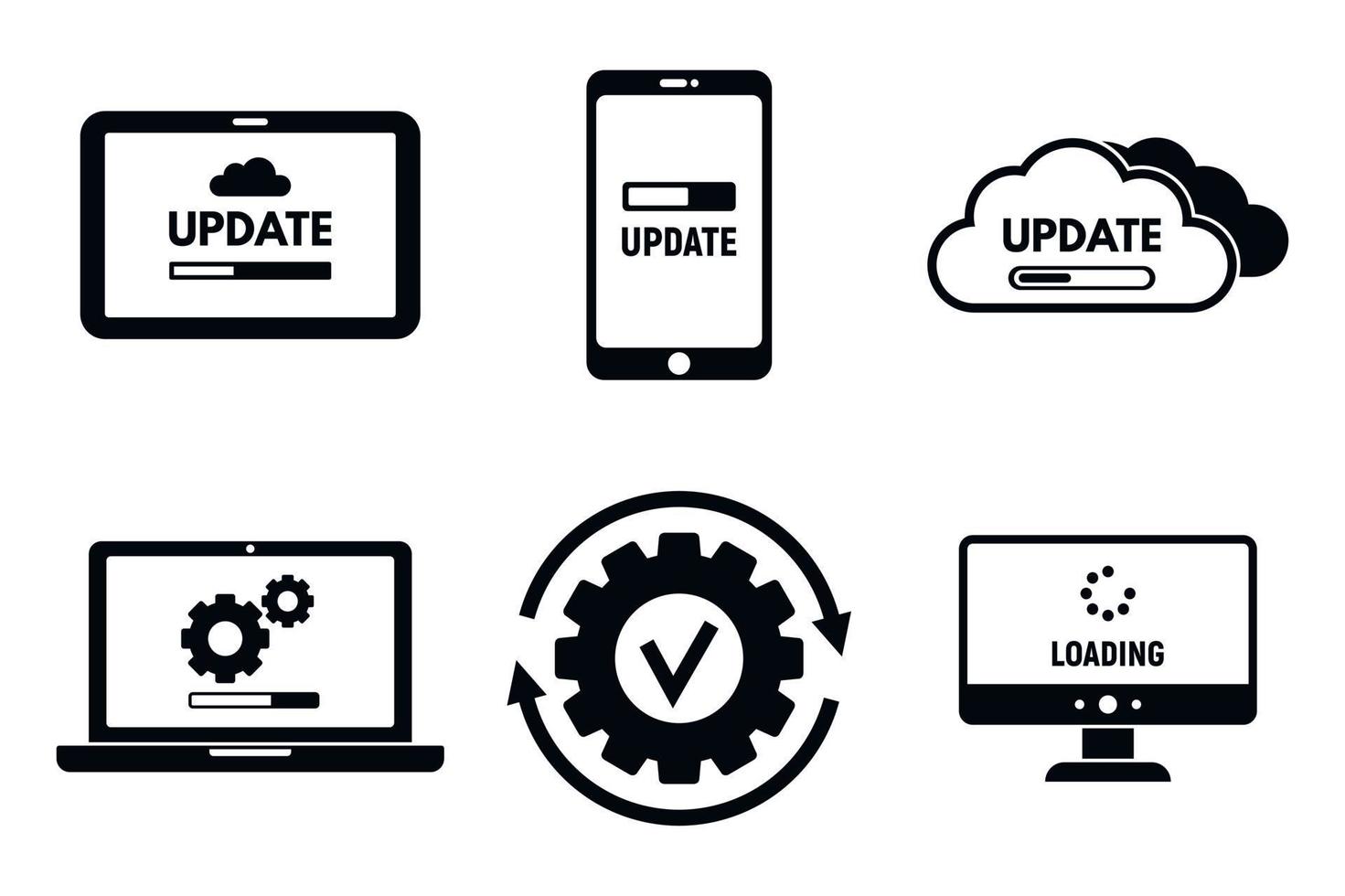 apparaat systeem update iconen set, eenvoudige stijl vector