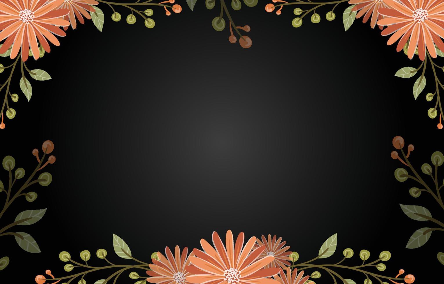 bloemen achtergrond op zwart vector