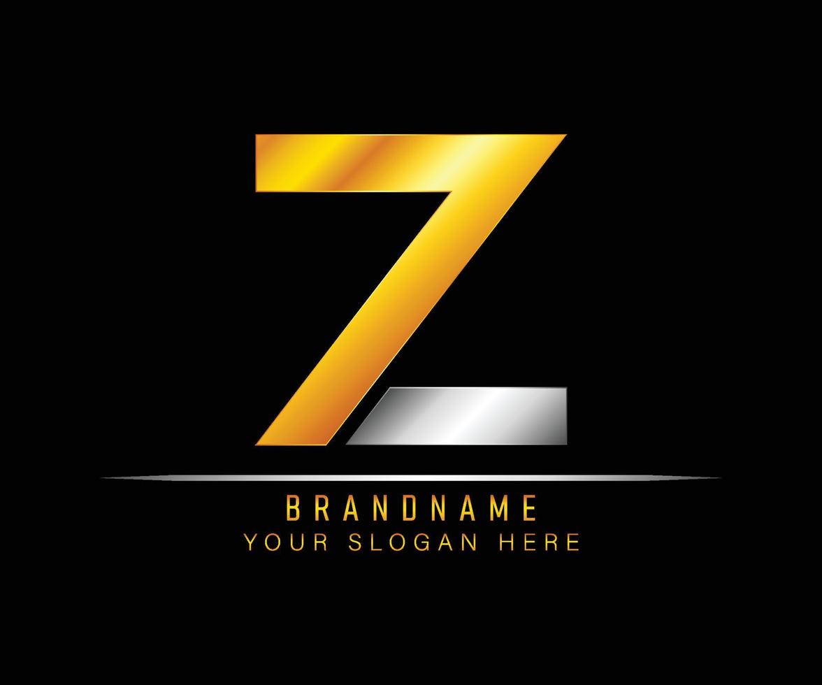 creatieve elegante trendy unieke artistieke zilver en goud kleur z aanvankelijk gebaseerd alfabet pictogram logo. eerste letter z-logo sjabloon. luxe z-logo sjabloon. vector