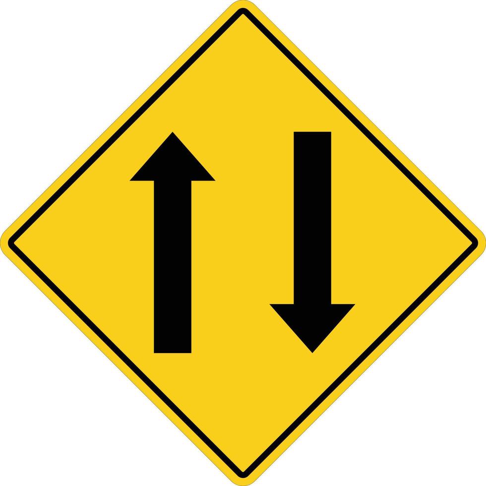 tweerichtingsverkeer vooruit teken. tweerichtingswaarschuwingssymbool. verkeersbord. vector