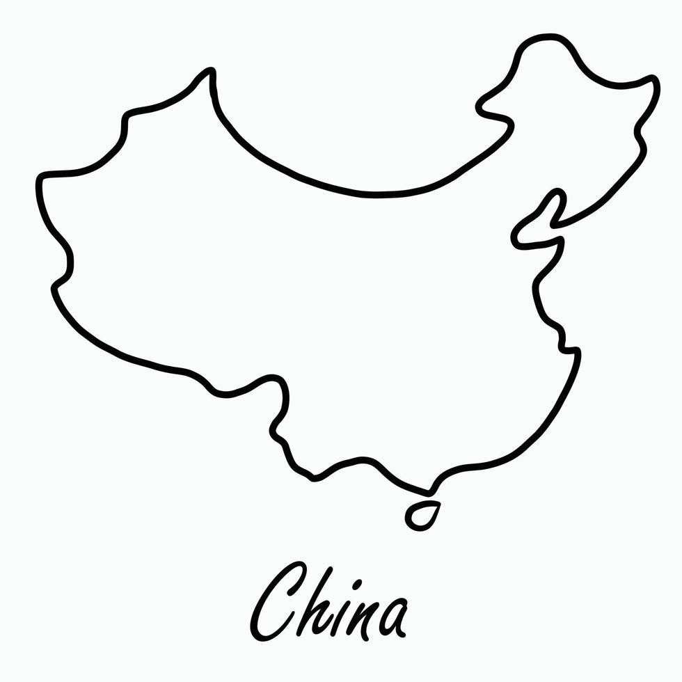 doodle tekening uit de vrije hand van china kaart. vector